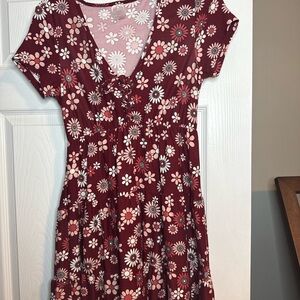 No Boundaries Burgundy Floral Mini Dress